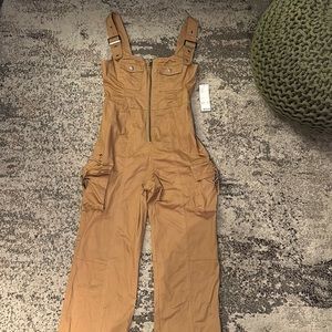 Urban Outfitters Camel Brown Utility Cargo Jumpsuit NWOT